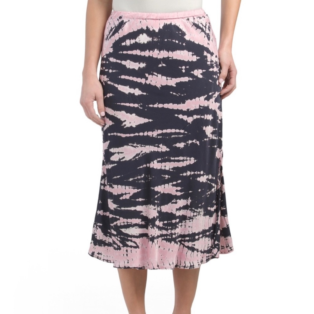 YOUNG FABULOUS & BROKE Pink Tie Dye Midi Skirt